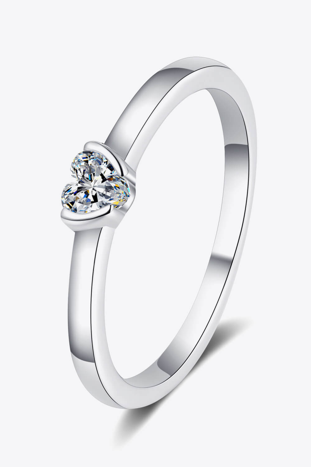 Heart-Shaped Moissanite Solitaire Ring in Silver for Women