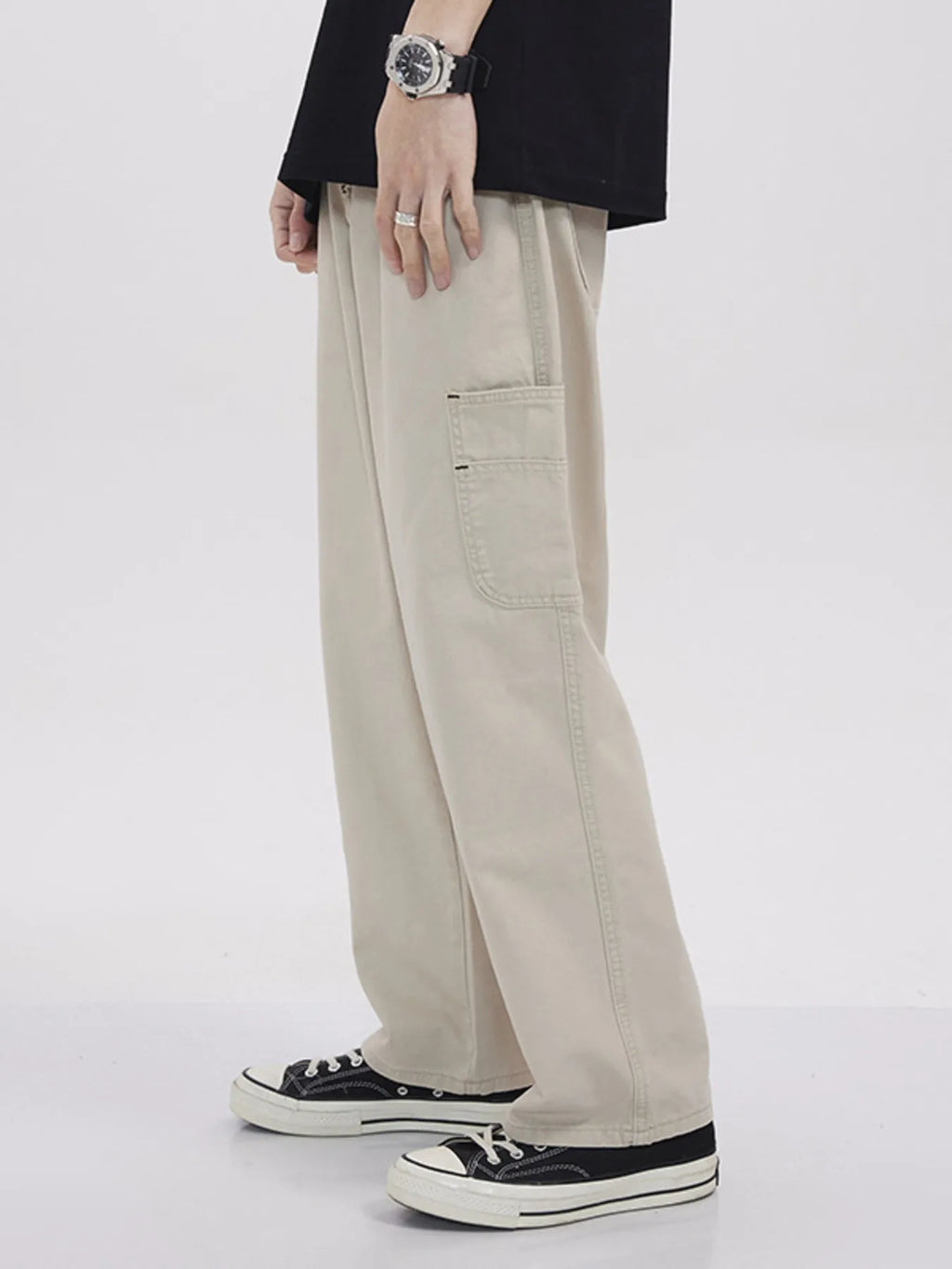 Loose Fit Cargo Jeans Plus Size in Apricot for Men