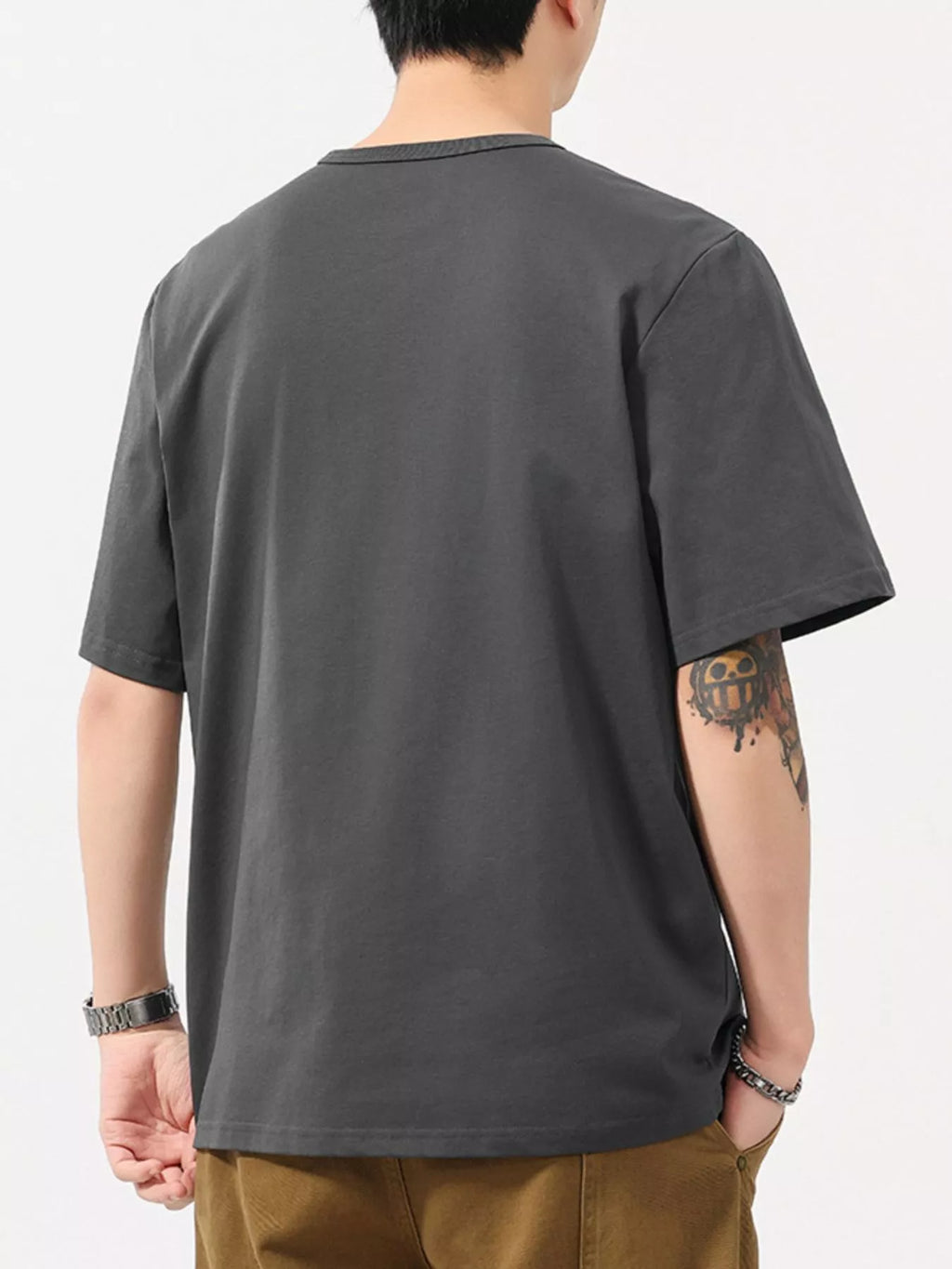Plus Size Button Detail Short Sleeve T-Shirt in Royal Blue for Men