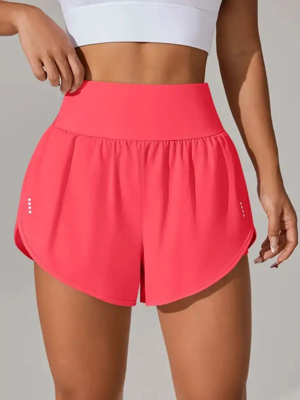 Pocketed High Waist Active Shorts in Pink Purple for Women
