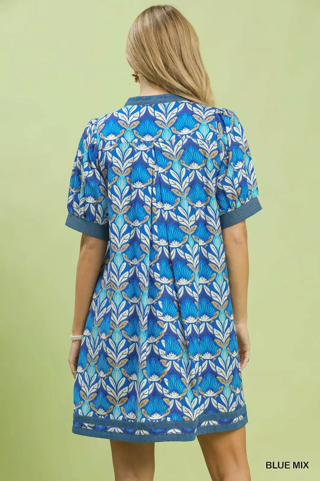 Mix Tile Print Mini Dress in Blue Mix for Women