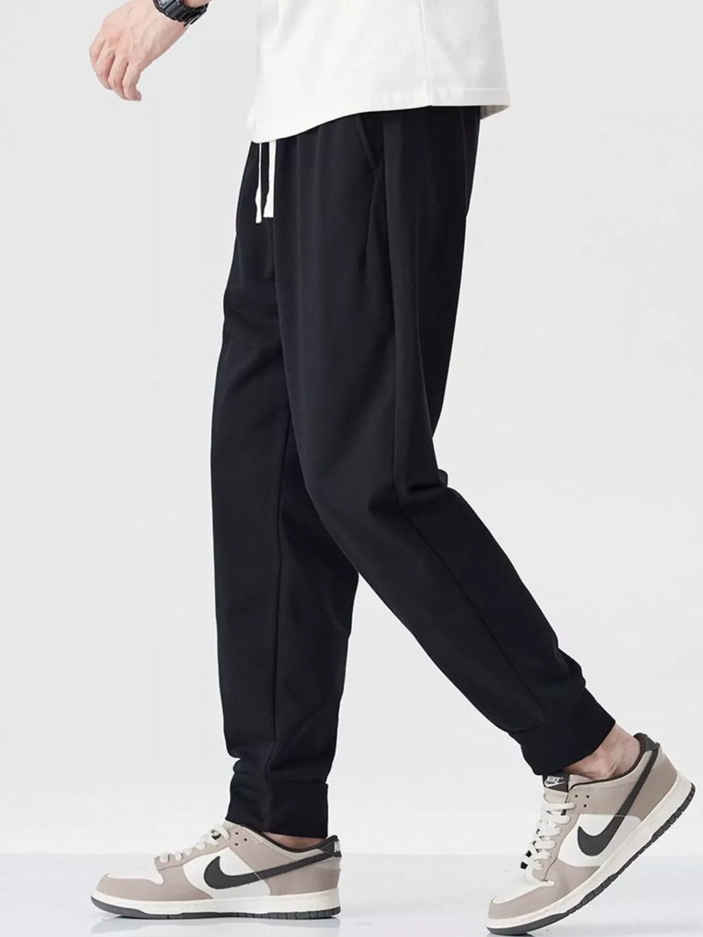 Casual Drawstring Joggers in Dark Gray for Men