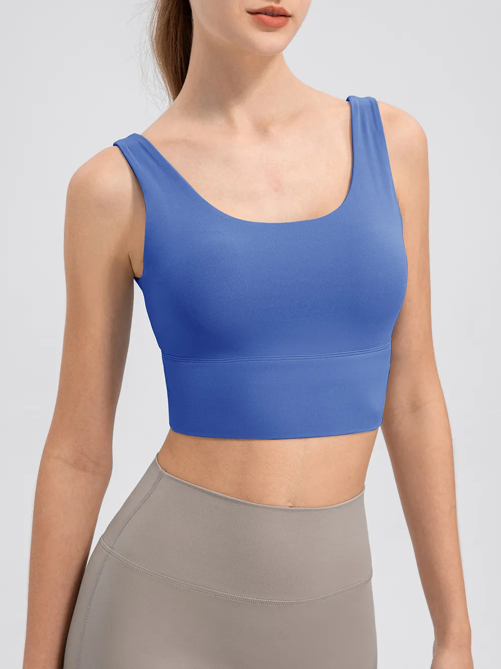 Scoop Neck Wide Strap Active Tank in Yellow for Women