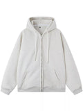 Casual Loose Fit Zip-Up Hoodie in Blue for Men
