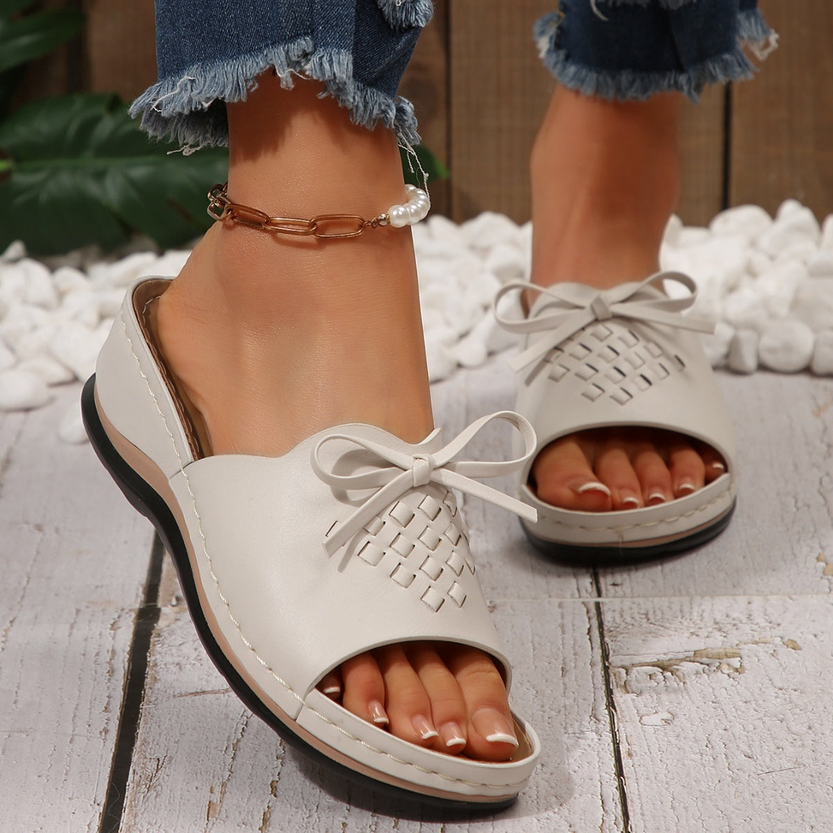 Open Toe Wedge Sandals in Light Pink in Blue for Women