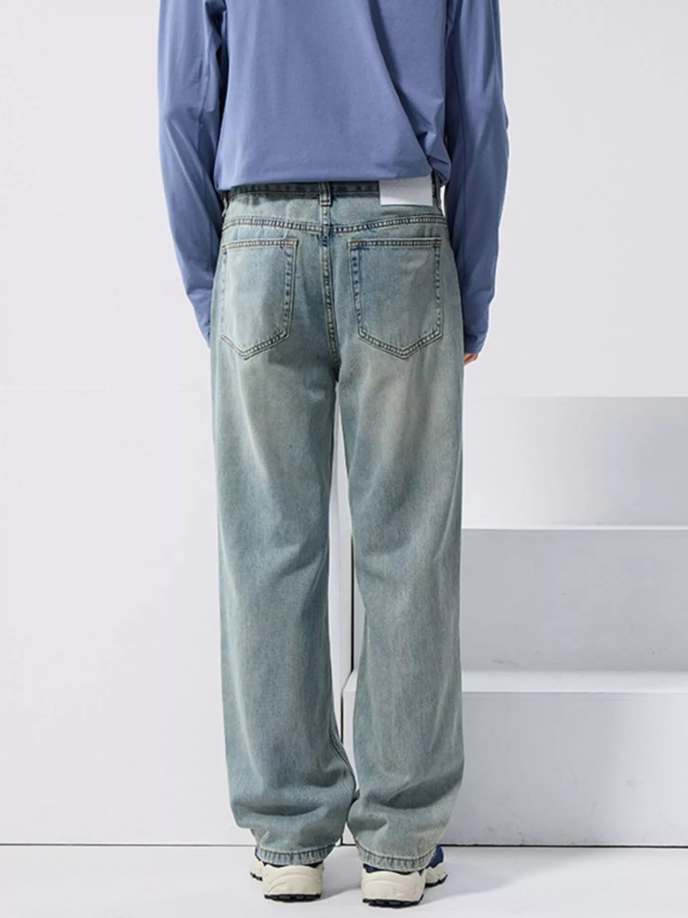 Distressed Wide Leg Jeans in Light Blue for Men