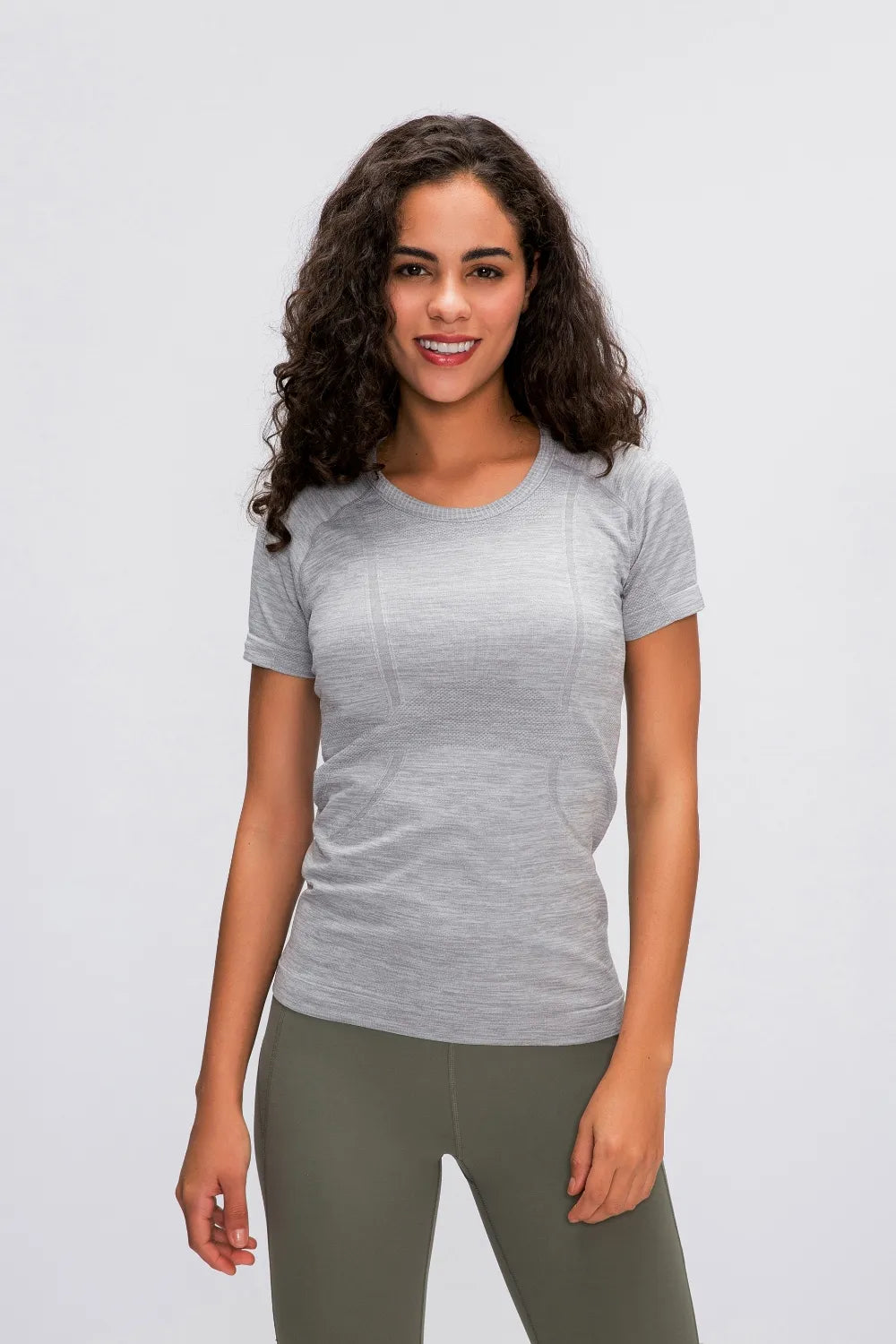 Round Neck Short Sleeve Active T-Shirt in Black in Dark Blue for Women