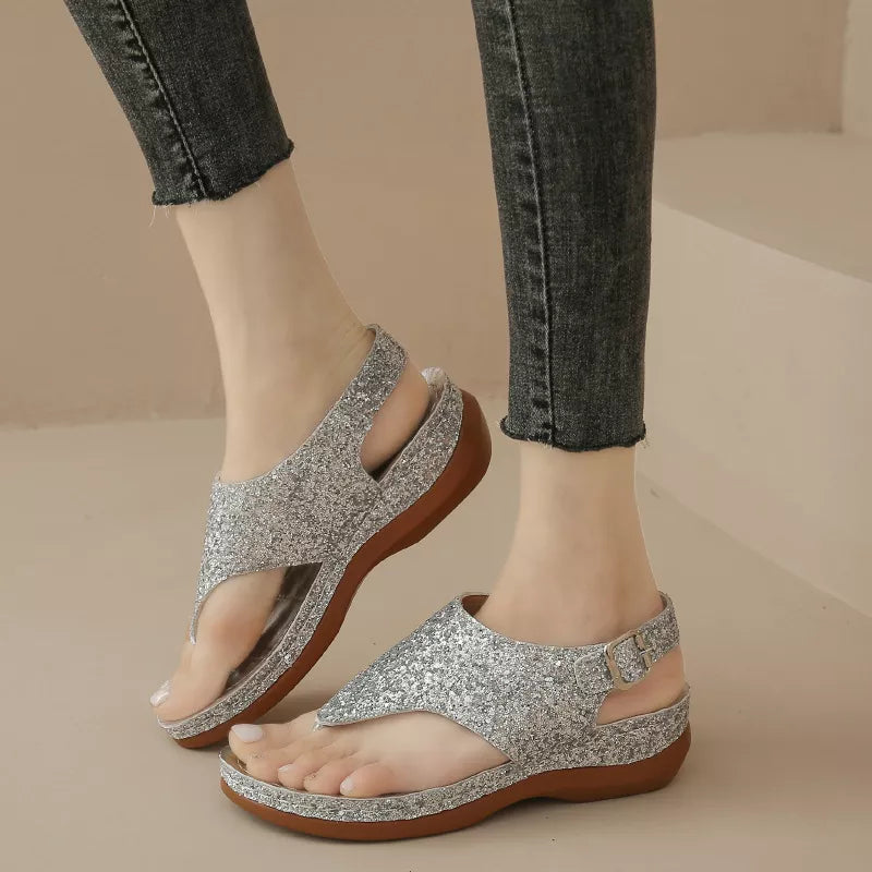 Toe Post Wedge Sandals in Playing Cards for Women