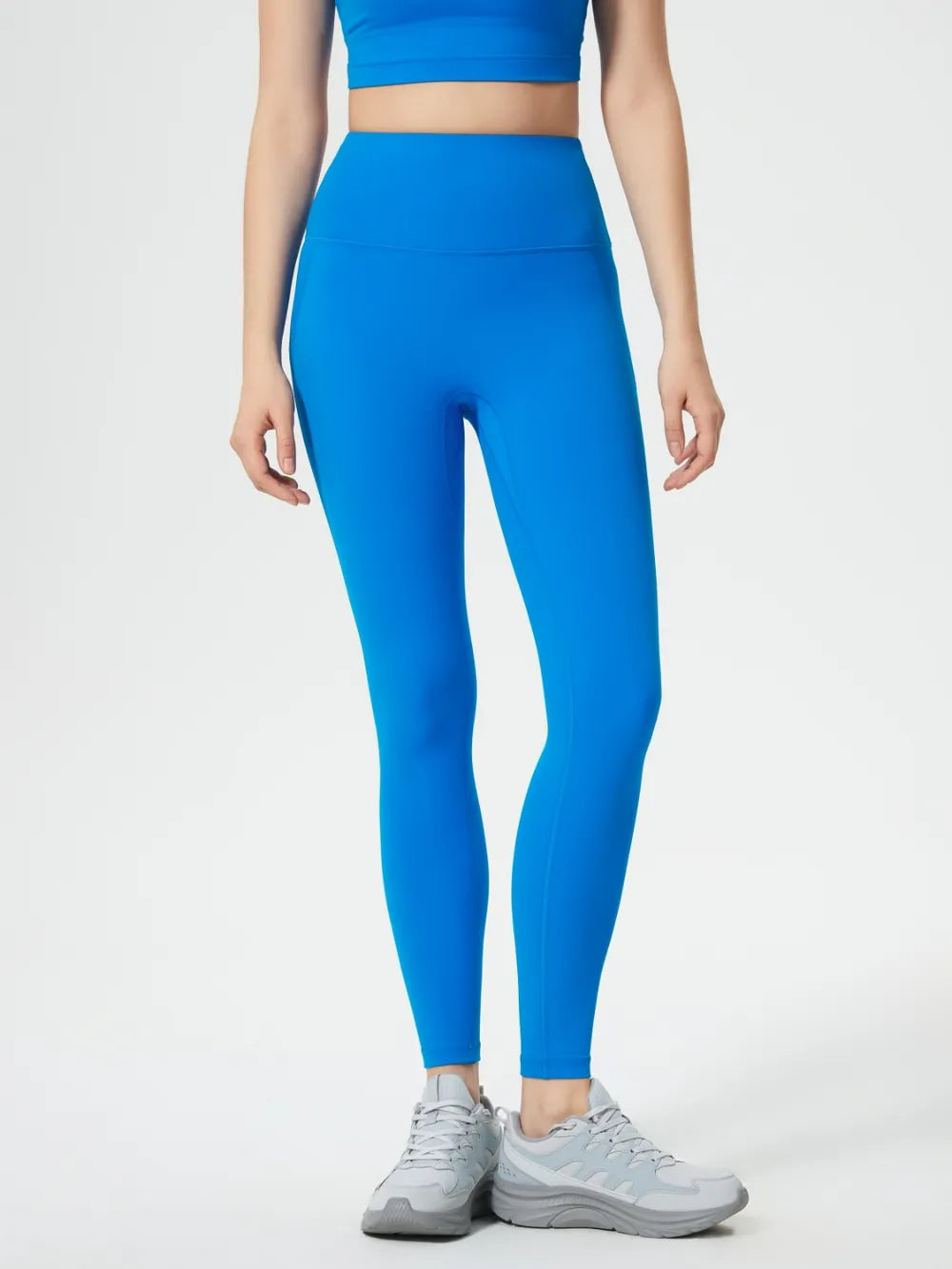 Wide Waistband Active Leggings in Blue for Women