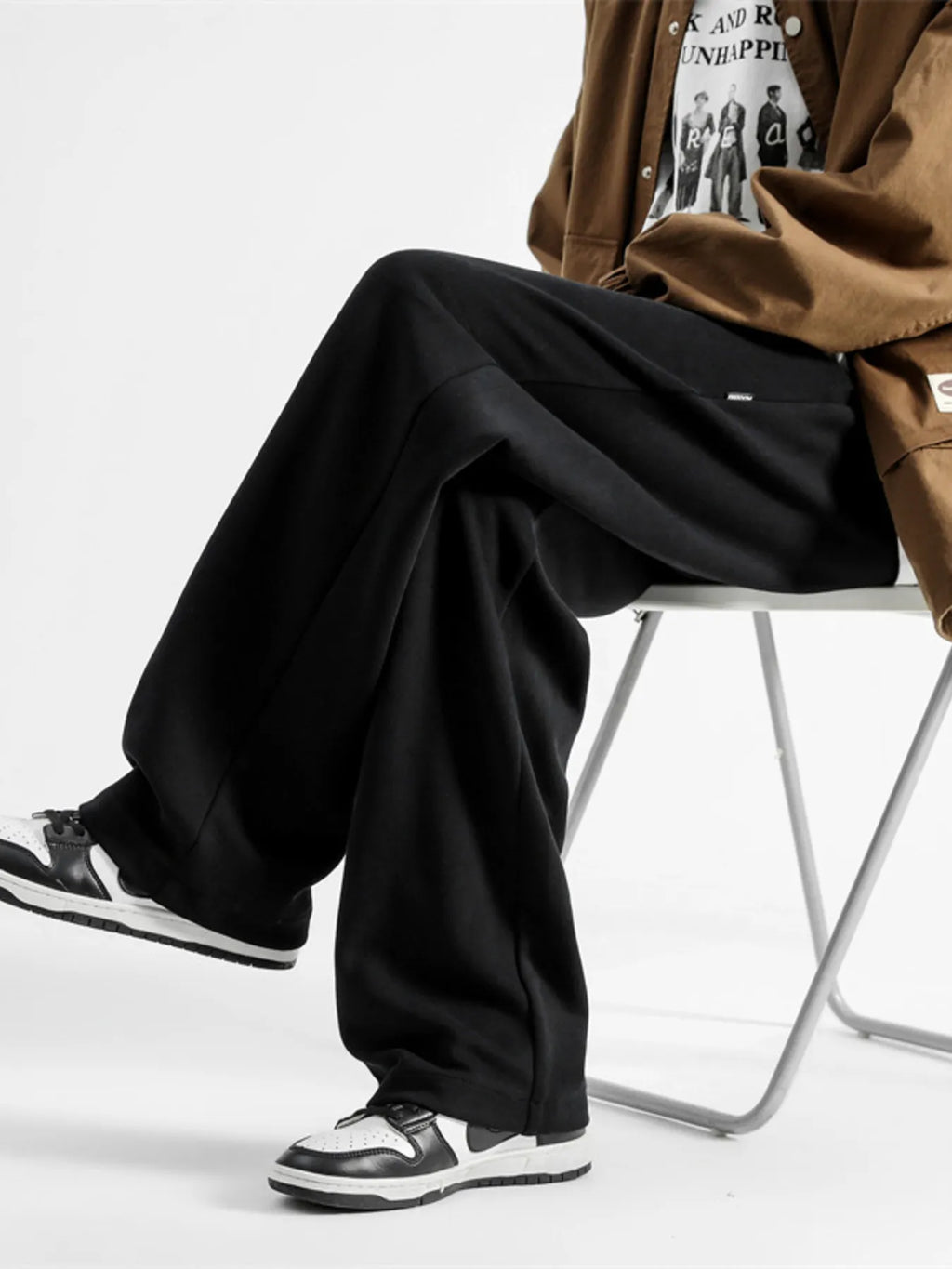 Casual Loose Fit Sweatpants Plus Size in Light Gray for Men