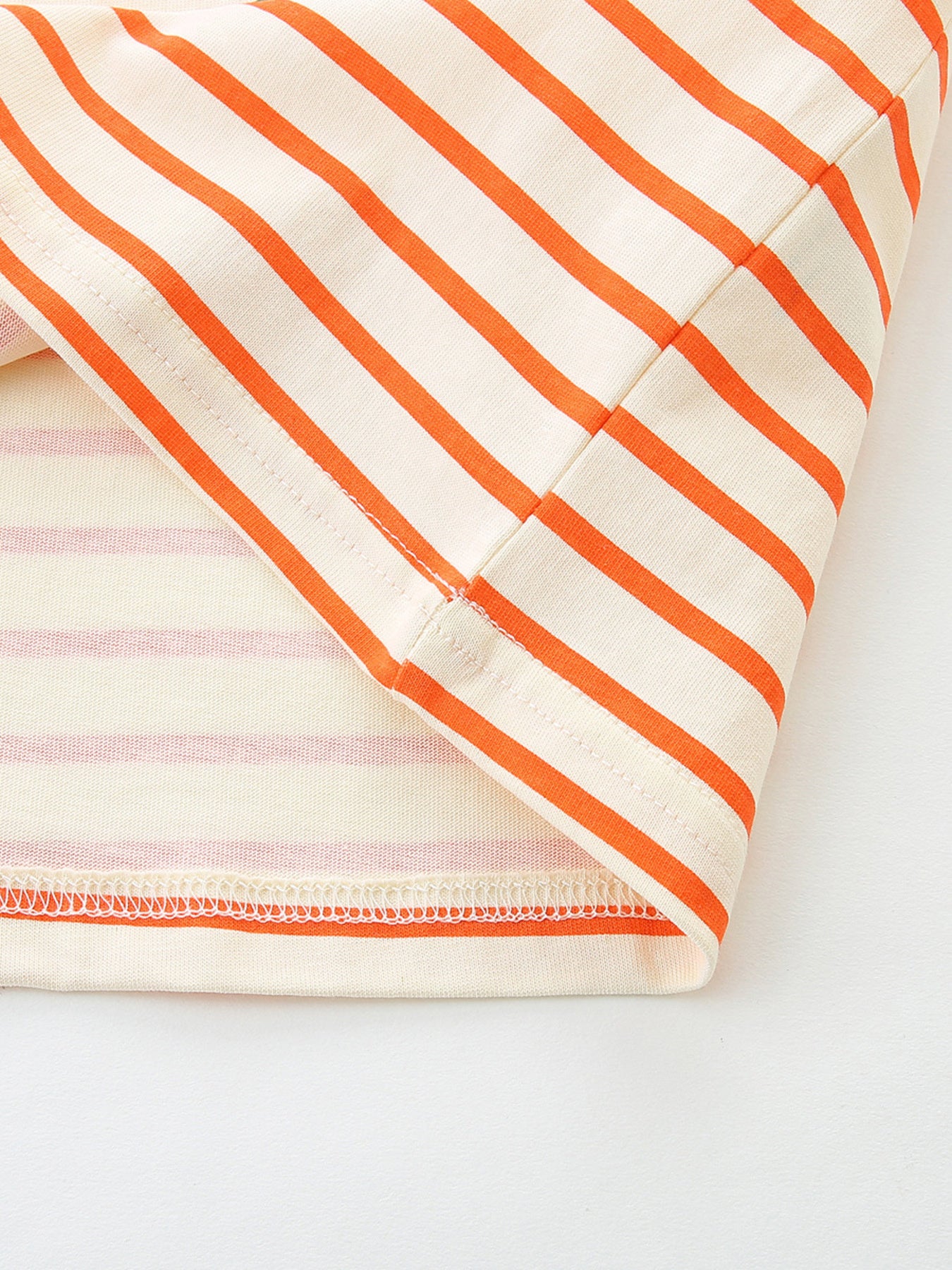 Striped Fruit Print Ruffle Sleeve Tee in Orange for Girls