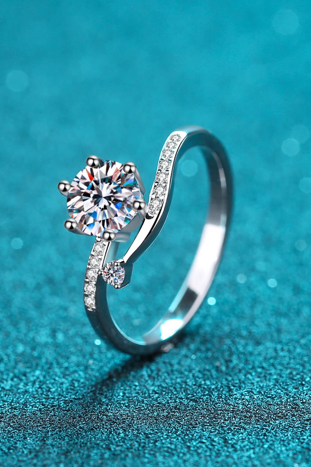 1 Carat Moissanite 925 Sterling Silver Bypass Ring for Women