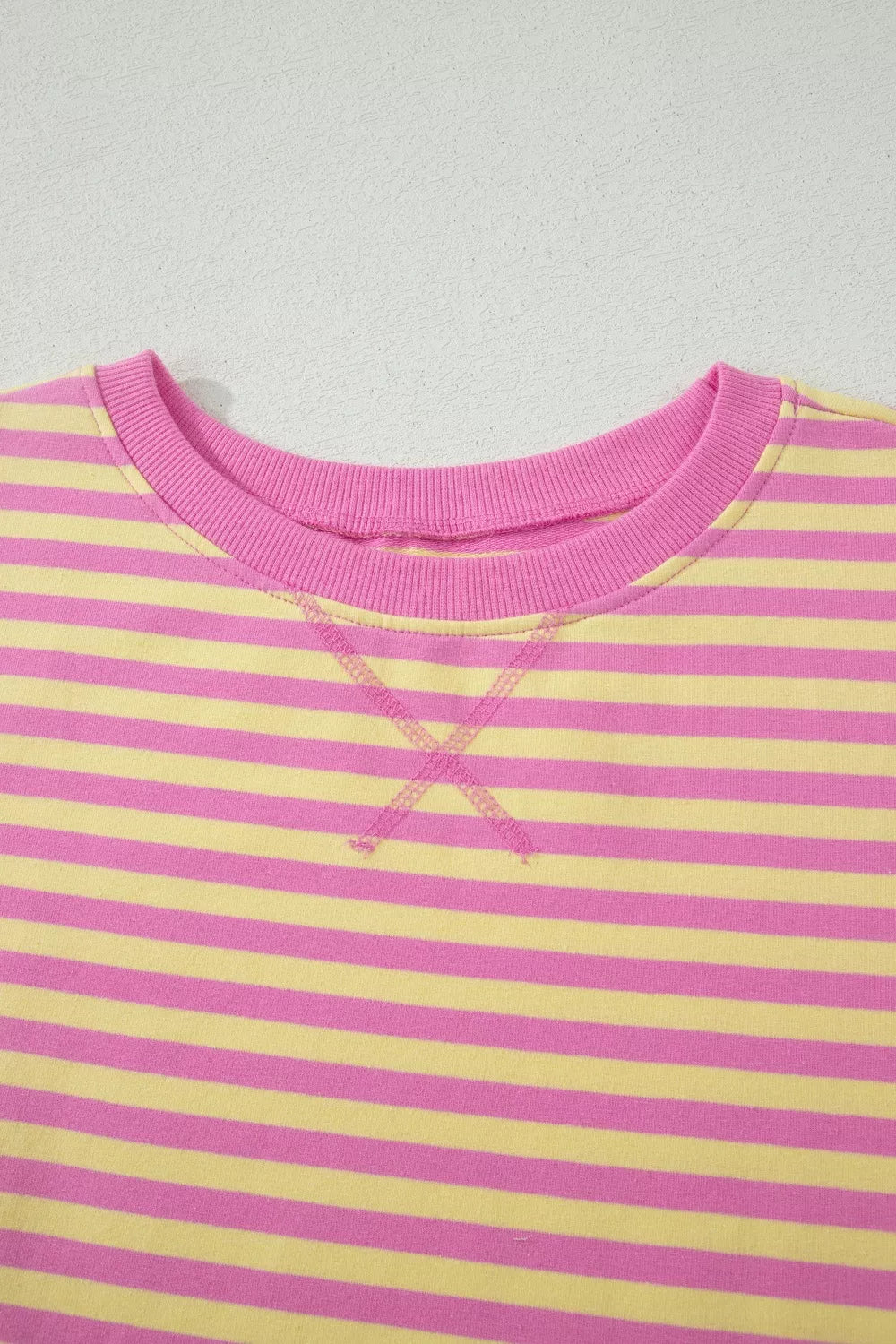 Striped Round Neck Tee and Shorts Casual Set for Women