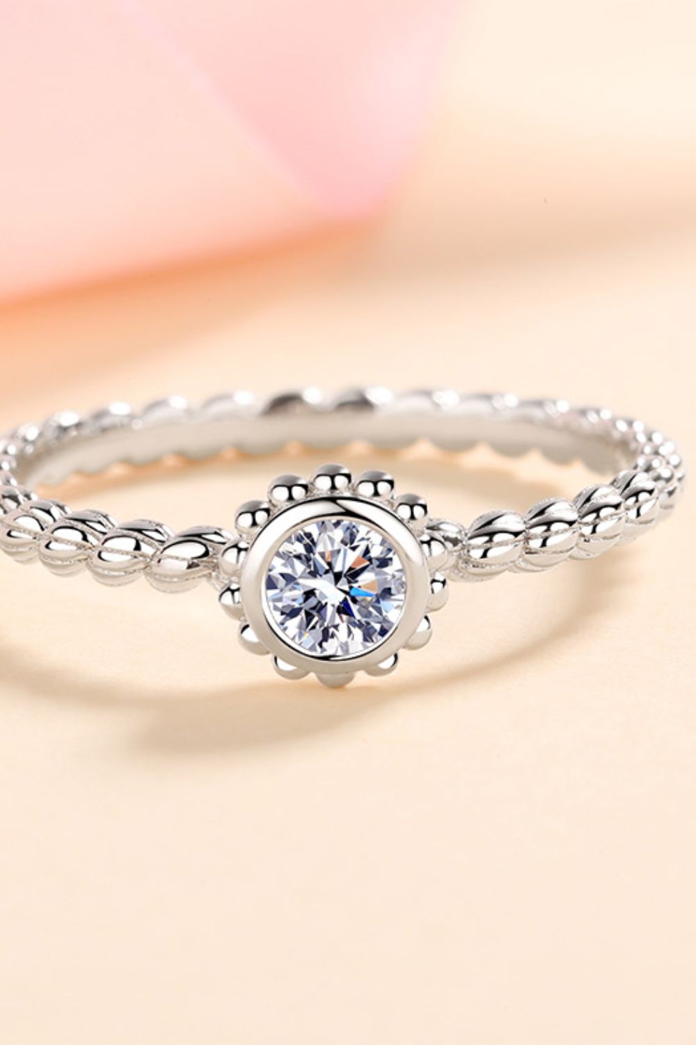 Moissanite Rhodium-Plated Ring in Silver for Women