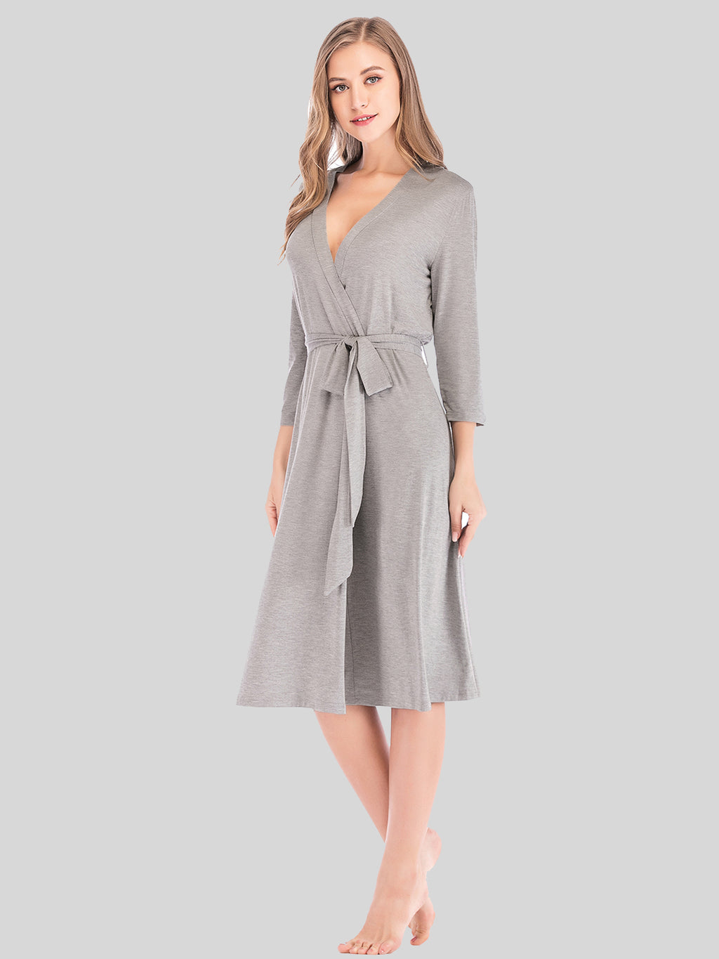 Plunge Tie Front Night Dress in Black for Women