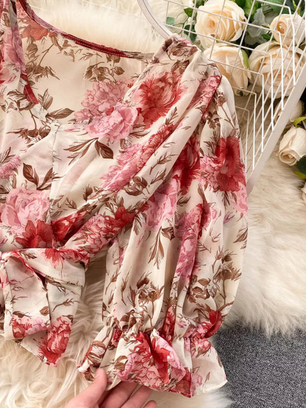 Floral Print Crop Top and Skirt Set for Women