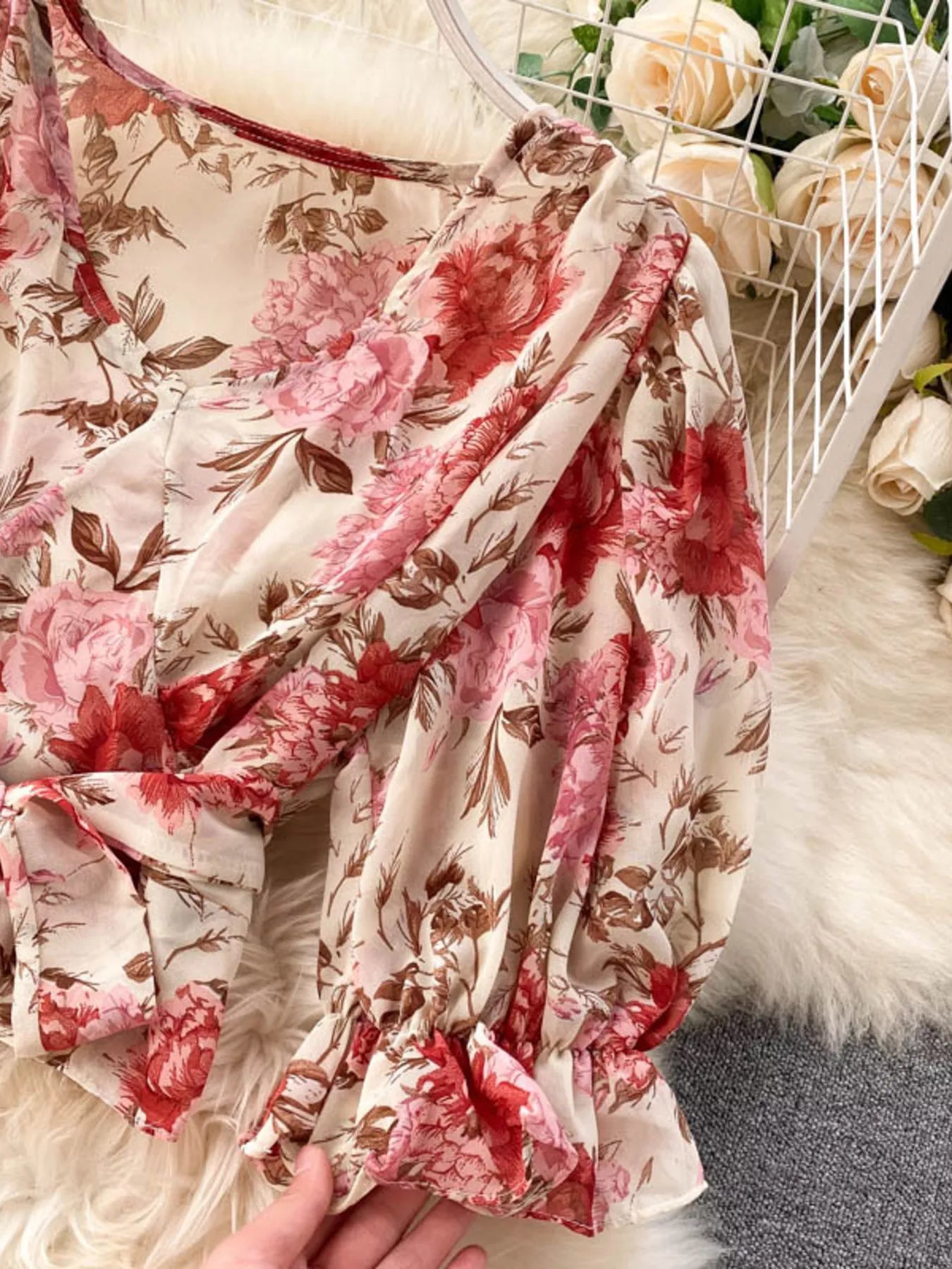 Floral Print Crop Top and Skirt Set for Women