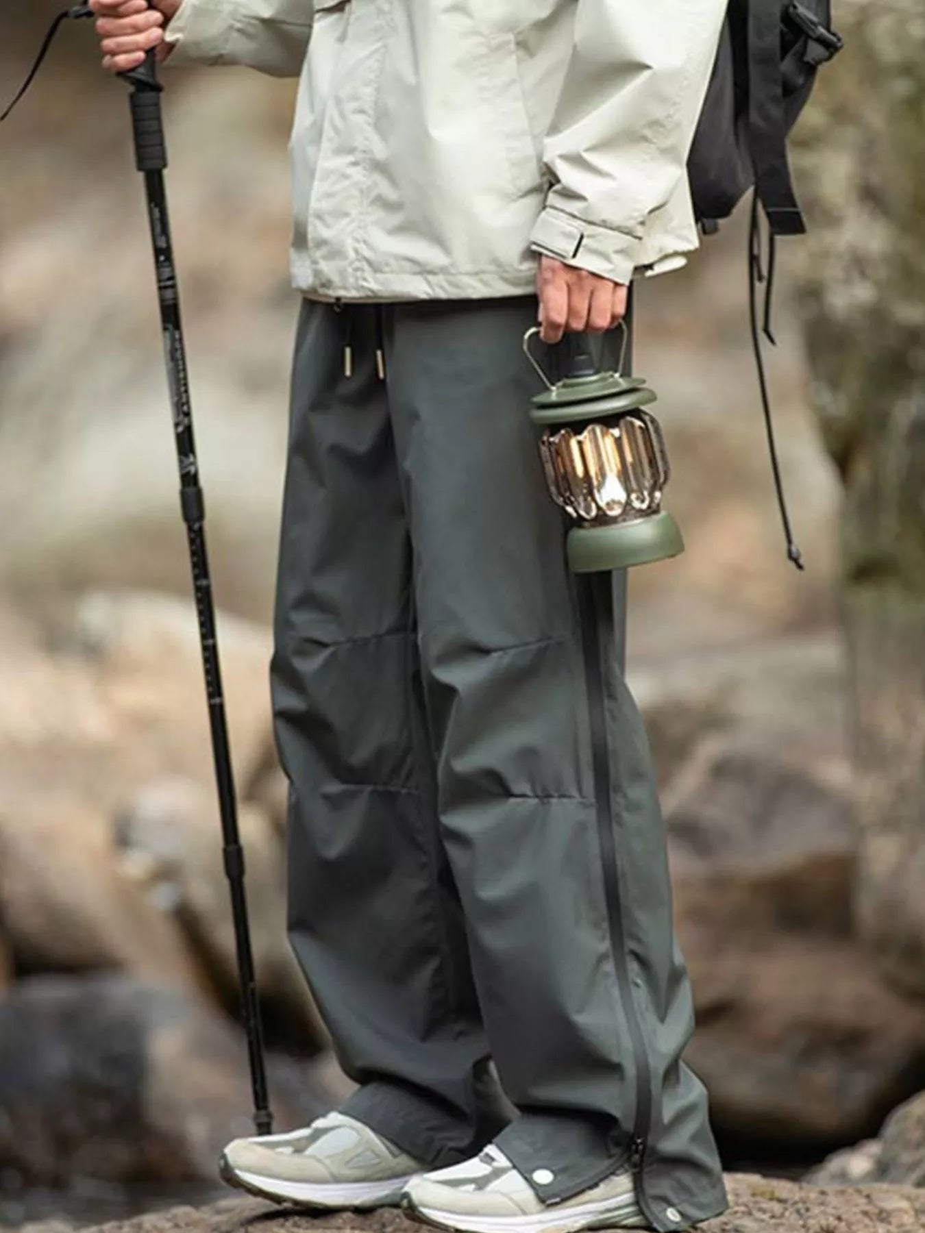 Outdoor Tactical Cargo Pants with Multiple Pockets in Light Gray for Men