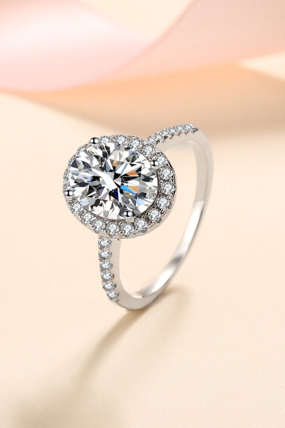 2 Carat Moissanite 925 Sterling Silver Halo Ring in Classic for Women