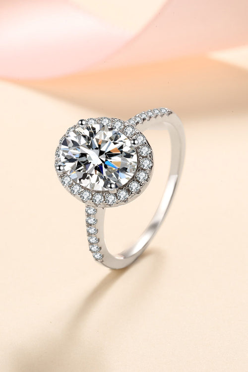 2 Carat Moissanite 925 Sterling Silver Halo Ring in Classic for Women