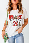 Letter Graphic Round Neck Short Sleeve T-Shirt in Everyday in White for Women