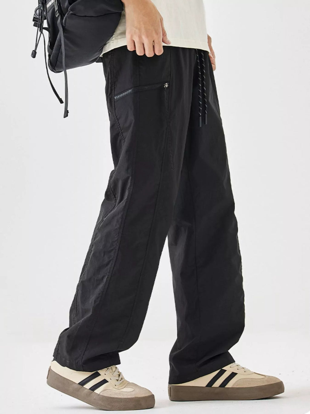 Plus Size Relaxed Fit Cargo Pants in Black for Men