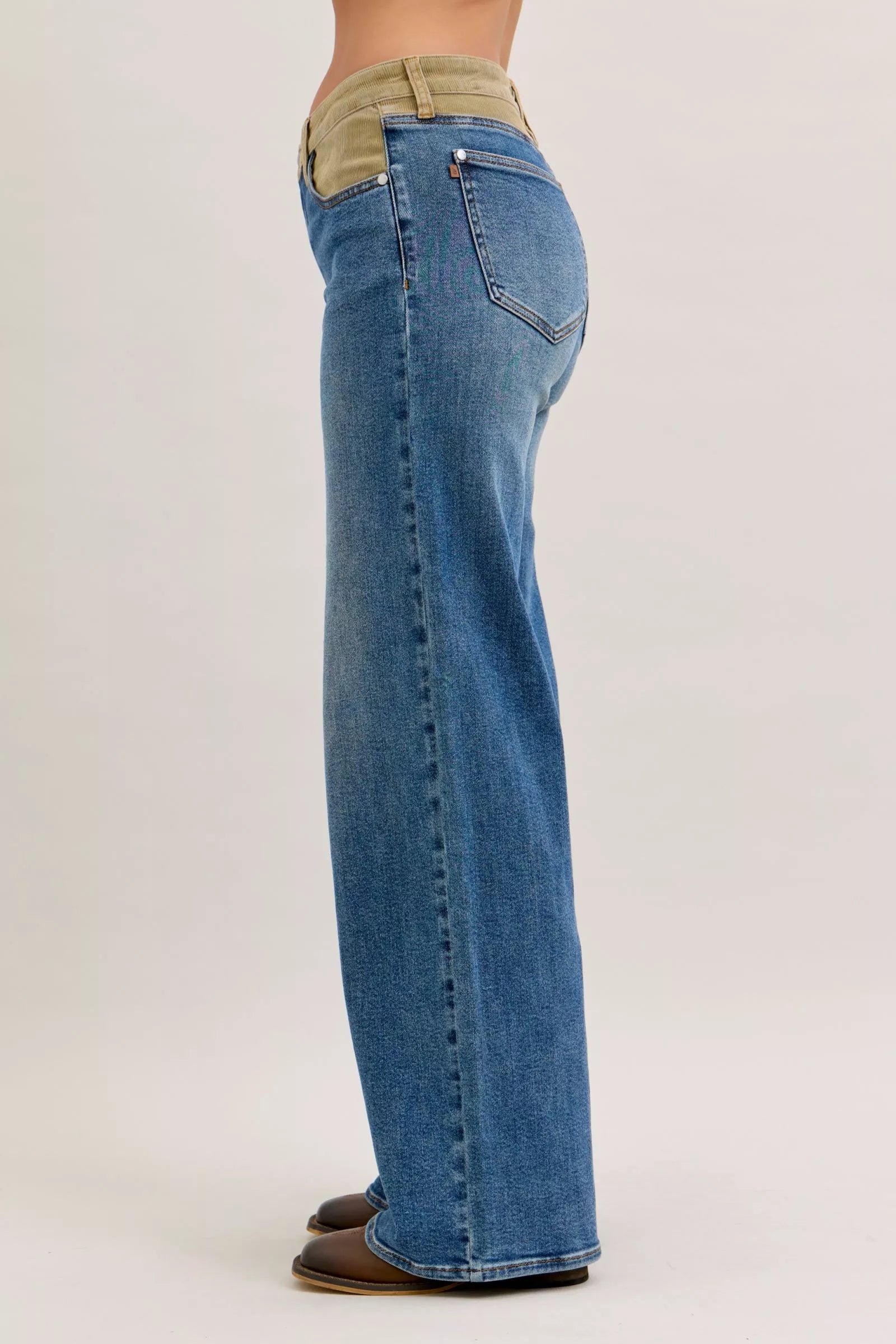 Mr Column Straight Jeans with Corduroy Waist in Md for Women