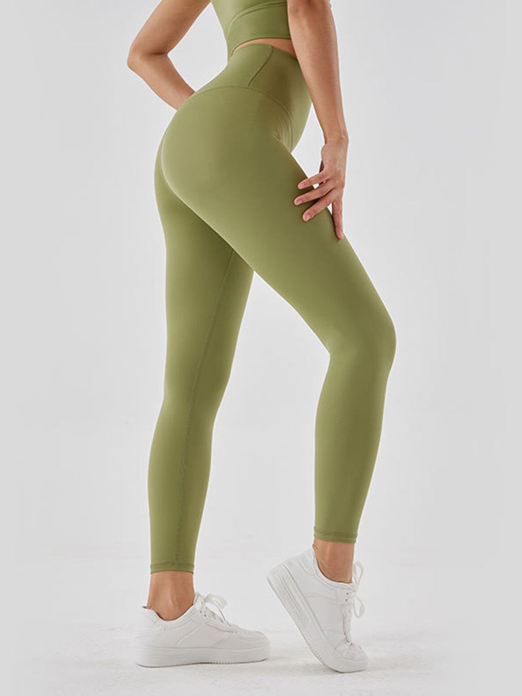 Wide Waistband Sports Leggings in Mocha for Women