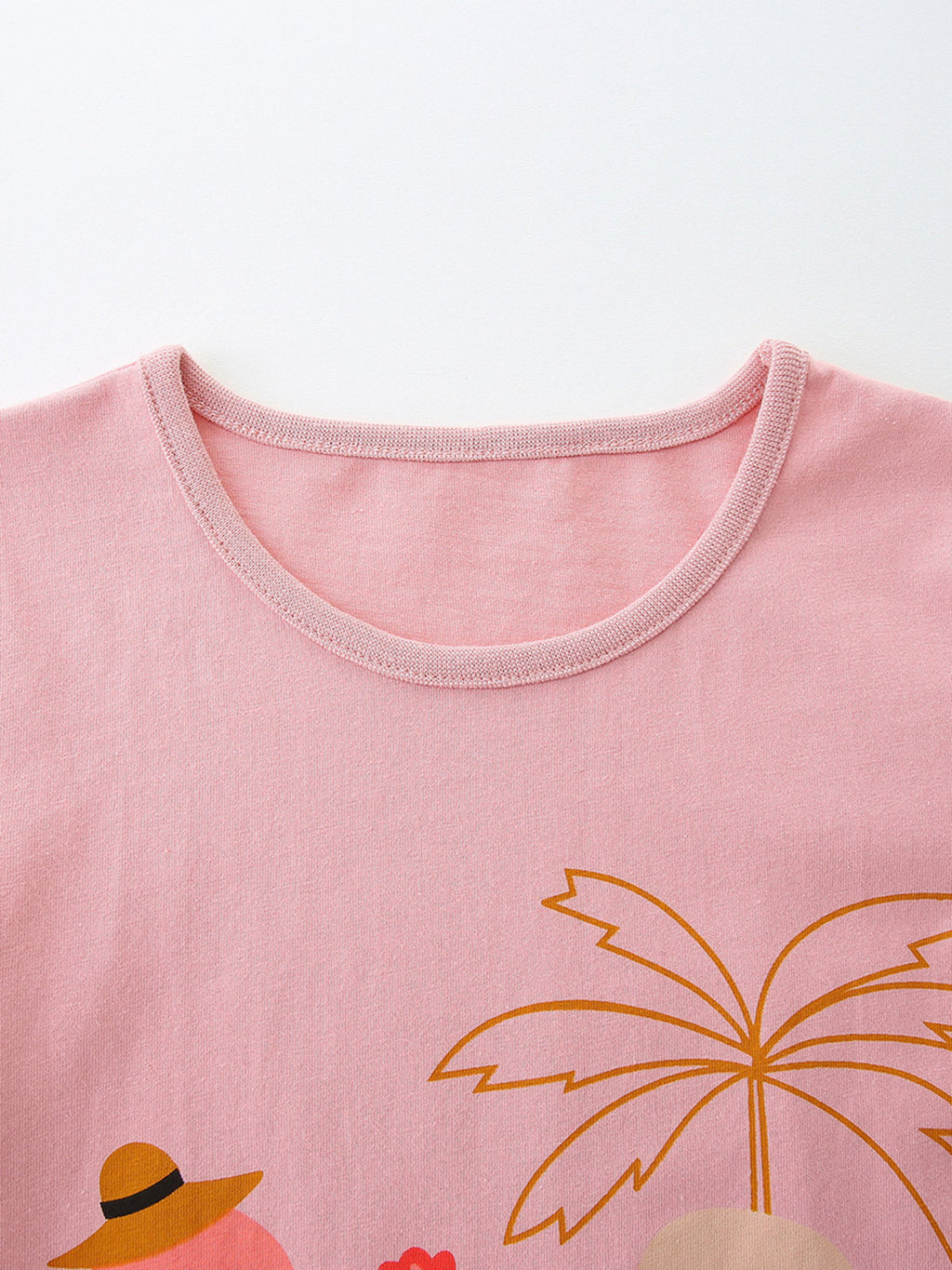 Flamingo Print Tee and Shorts Set in Dusty Pink for Girls