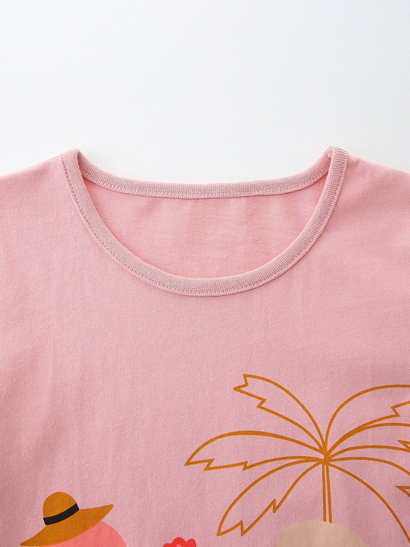Flamingo Print Tee and Shorts Set in Dusty Pink for Girls