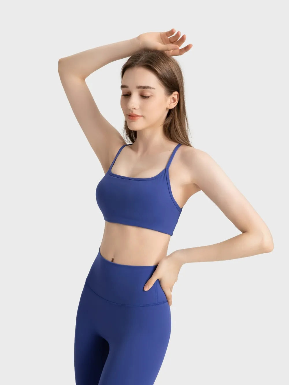 Crisscross Back Scoop Neck Active Cami with Detachable Chest Pads in Fuchsia Pink for Women