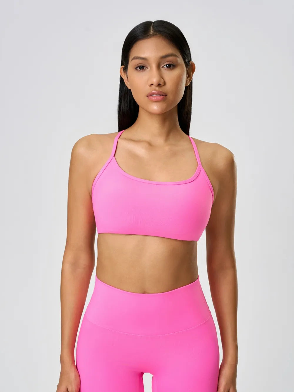 Crisscross Back Scoop Neck Active Cami with Detachable Chest Pads in Deep Red for Women