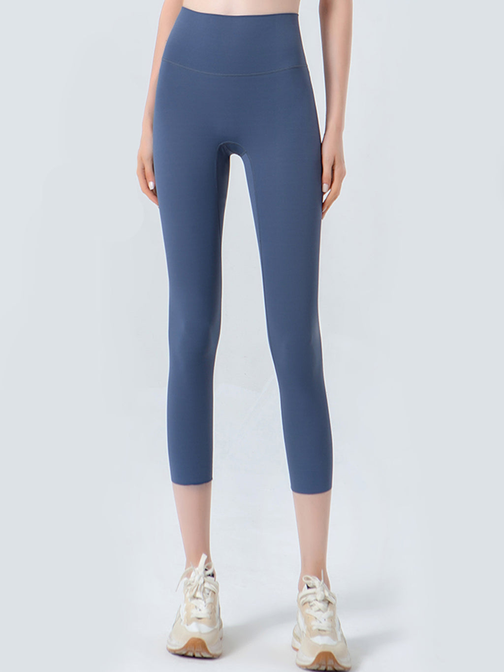 Wide Waistband Cropped Sports Leggings in Coral for Women