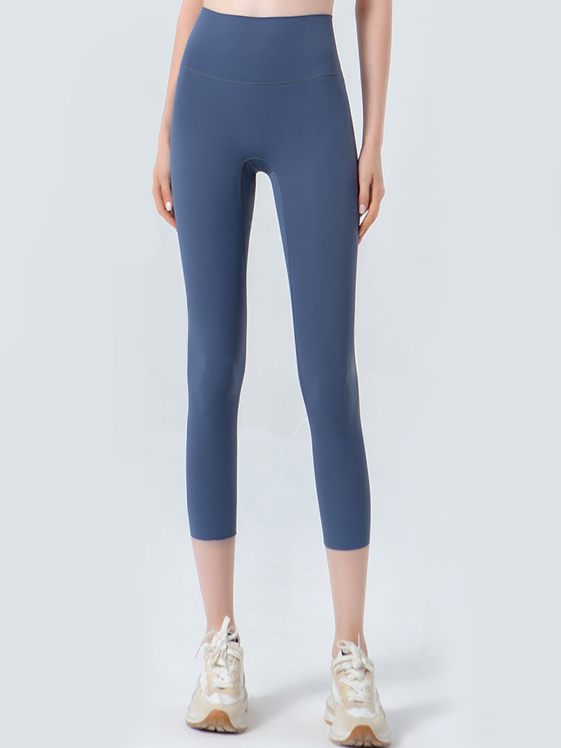 Wide Waistband Cropped Sports Leggings in Coral for Women