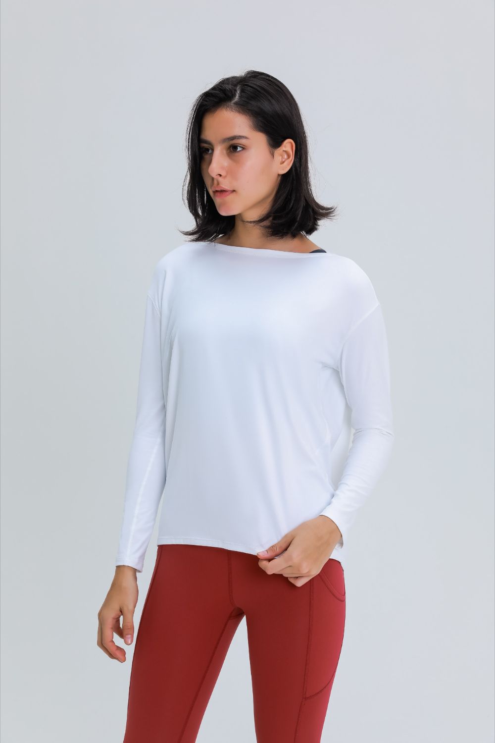 Loose Fit Active Top in White for Women