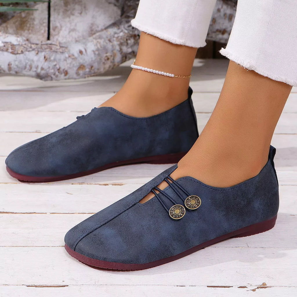 Round Toe Slip-Ons in Black for Women