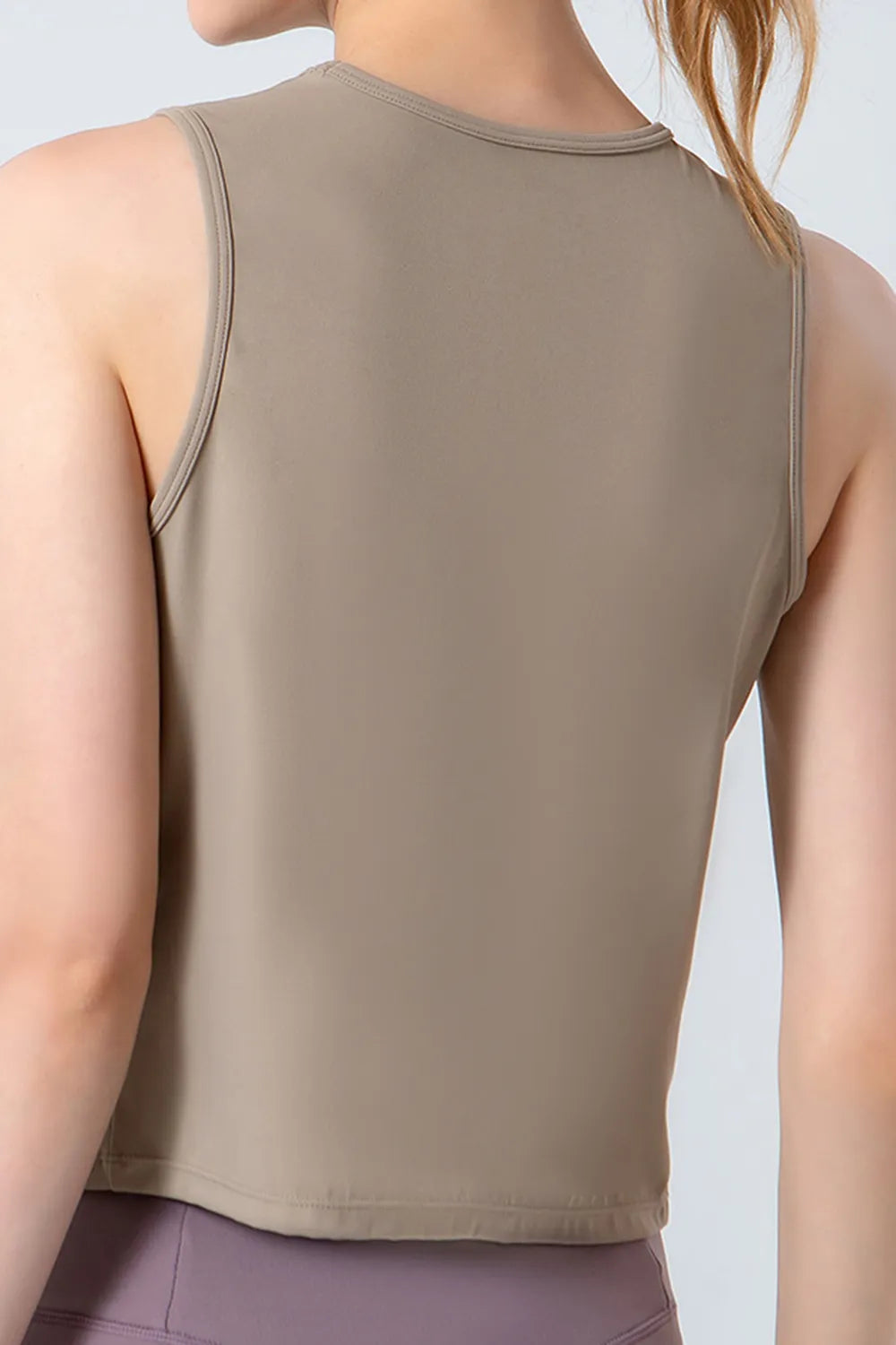 Round Neck Active Tank in Black for Women