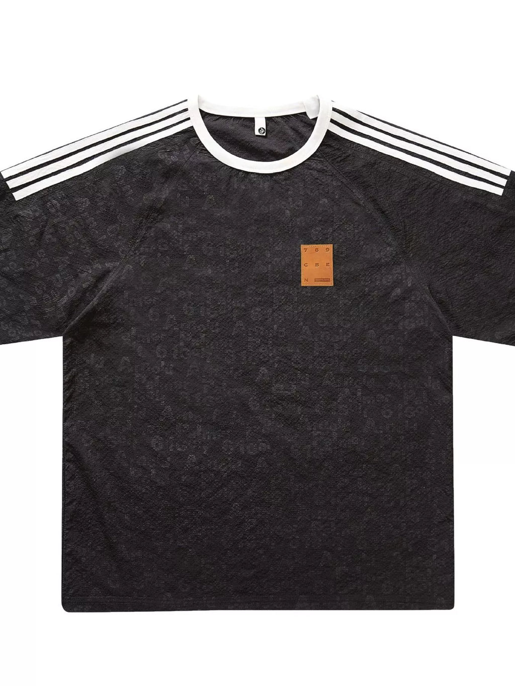 Striped Shoulder Relaxed Fit T-Shirt Plus Size in Black for Men