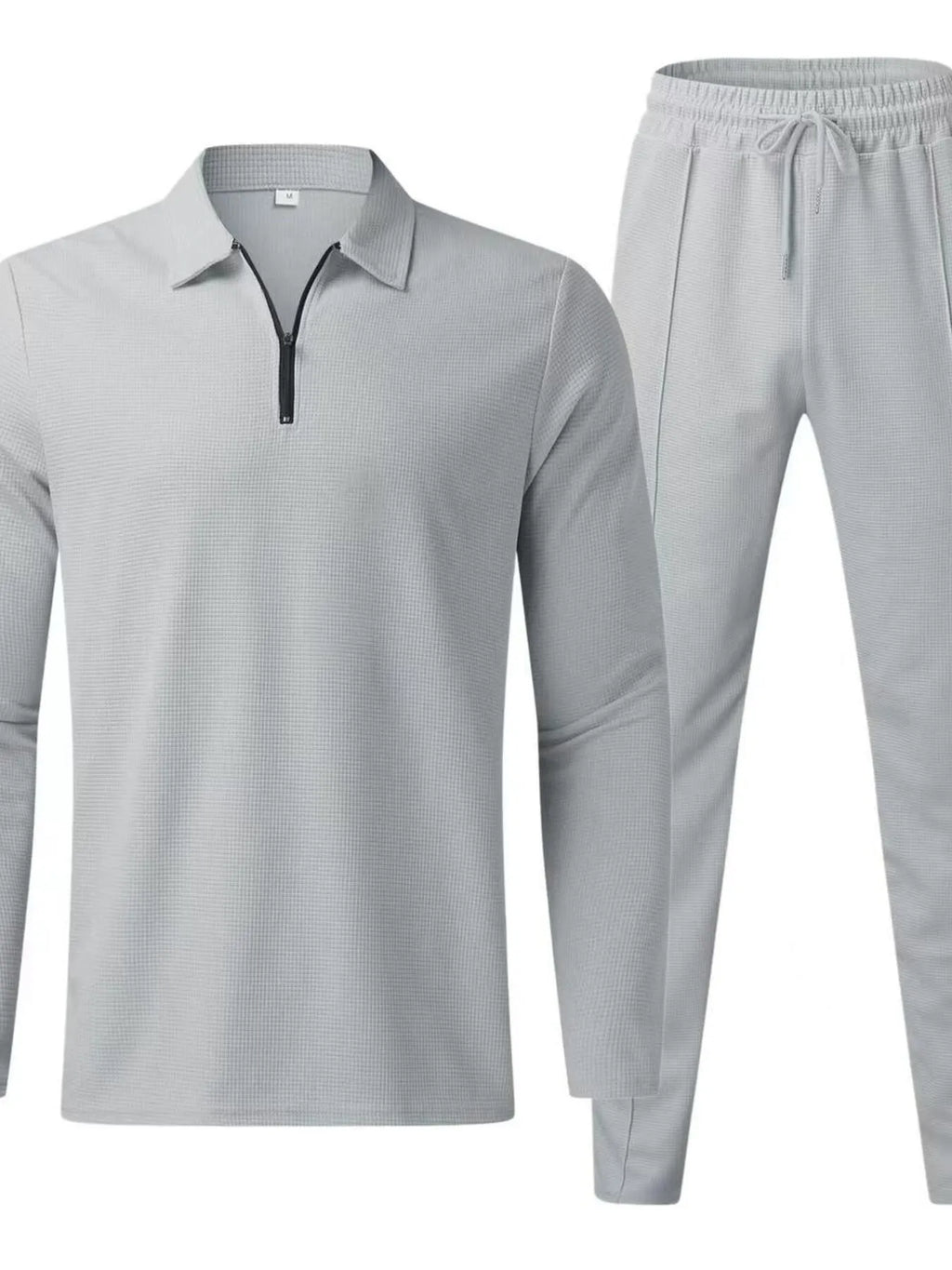 Long Sleeve Top and Pants Set Plus Size in Black for Men
