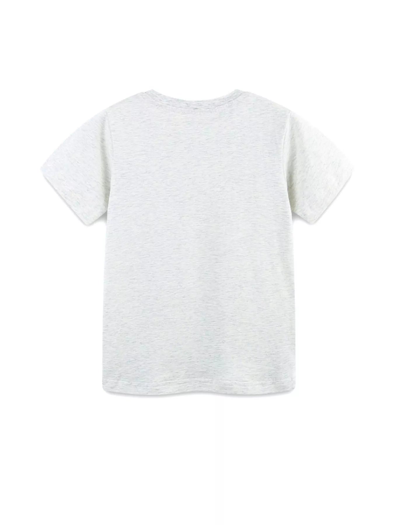 Colorful Birds Print Crew Neck T-Shirt in Light Gray for Girls
