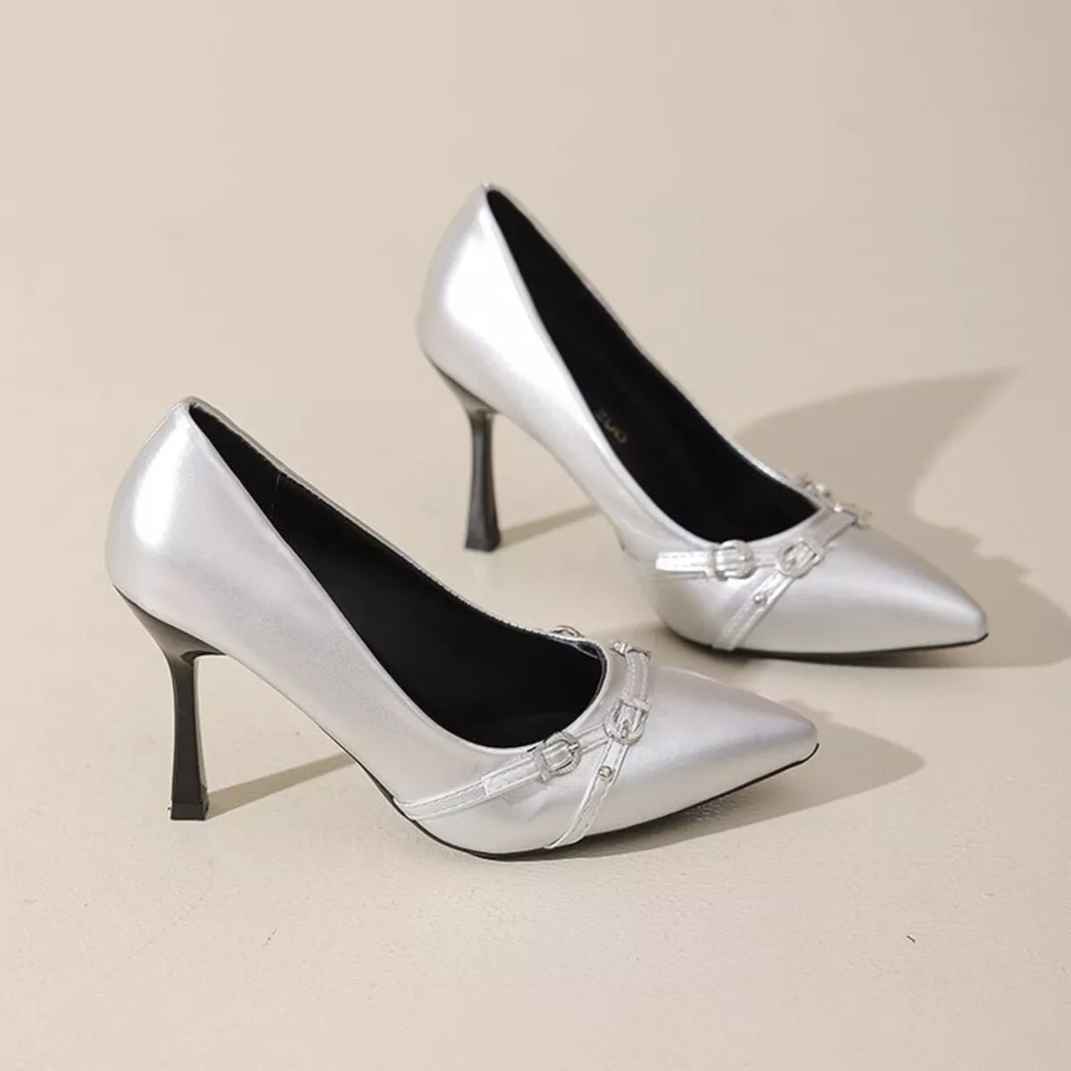 Point Toe High Heels Pumps in White for Women