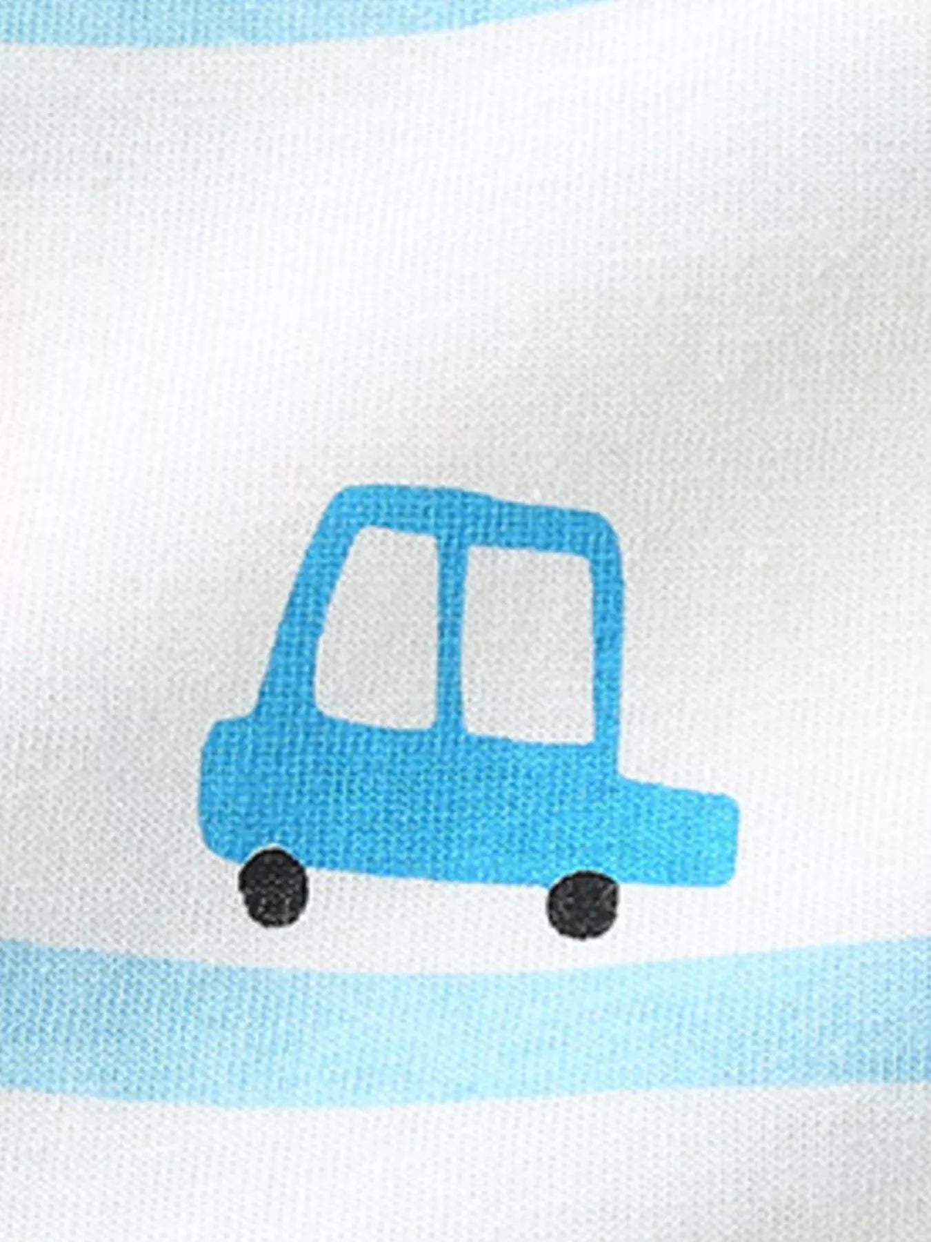 Cartoon Vehicle Print Sleeveless Top & Shorts Set in White for Boys
