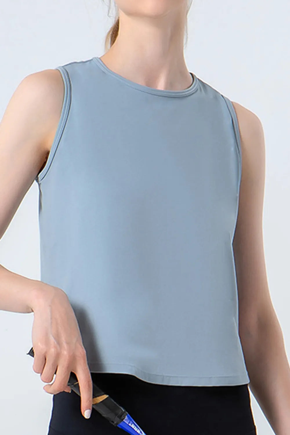 Round Neck Active Tank in Tan for Women