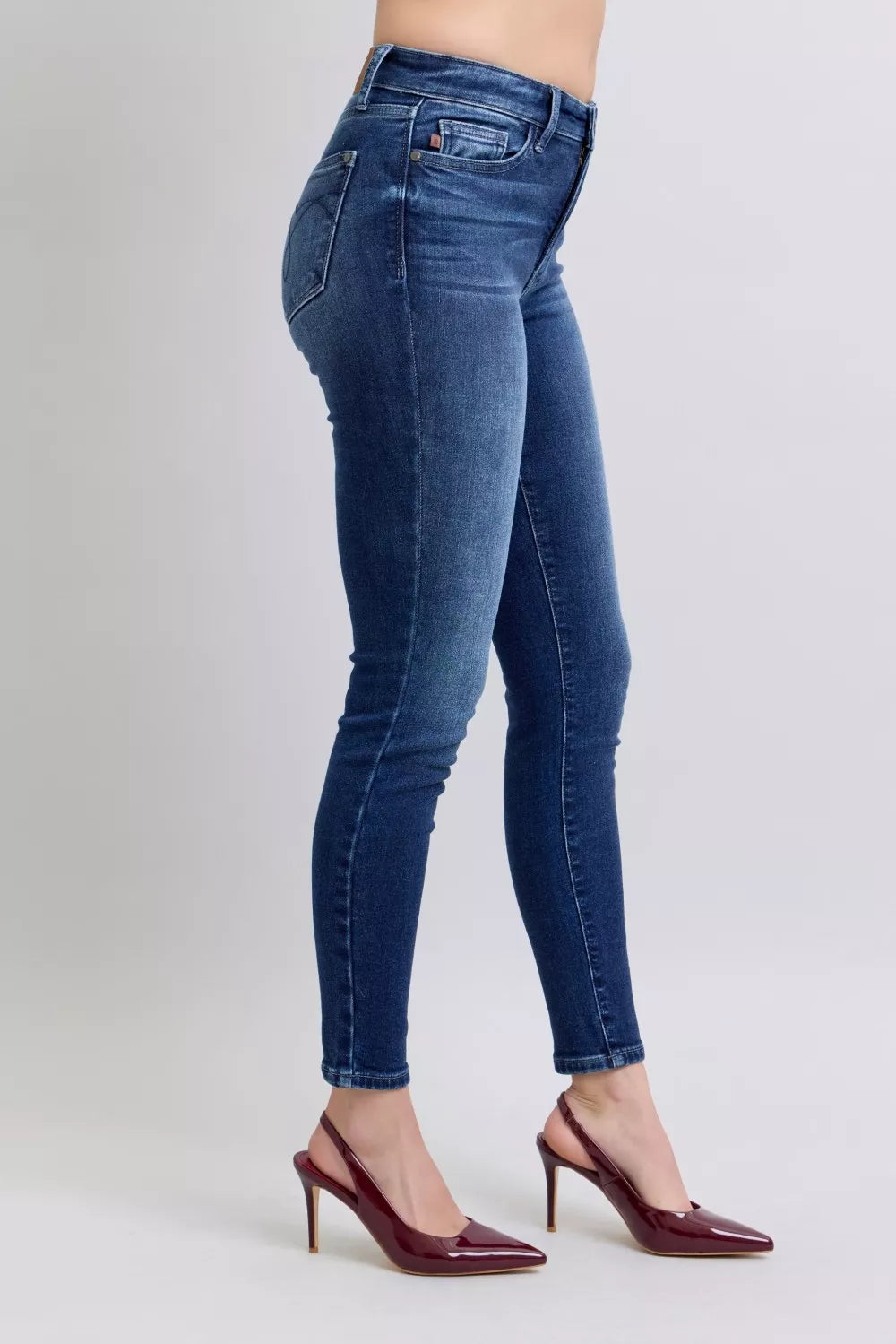 Washed Thermal Skinny Jeans Plus Size in Dark for Women