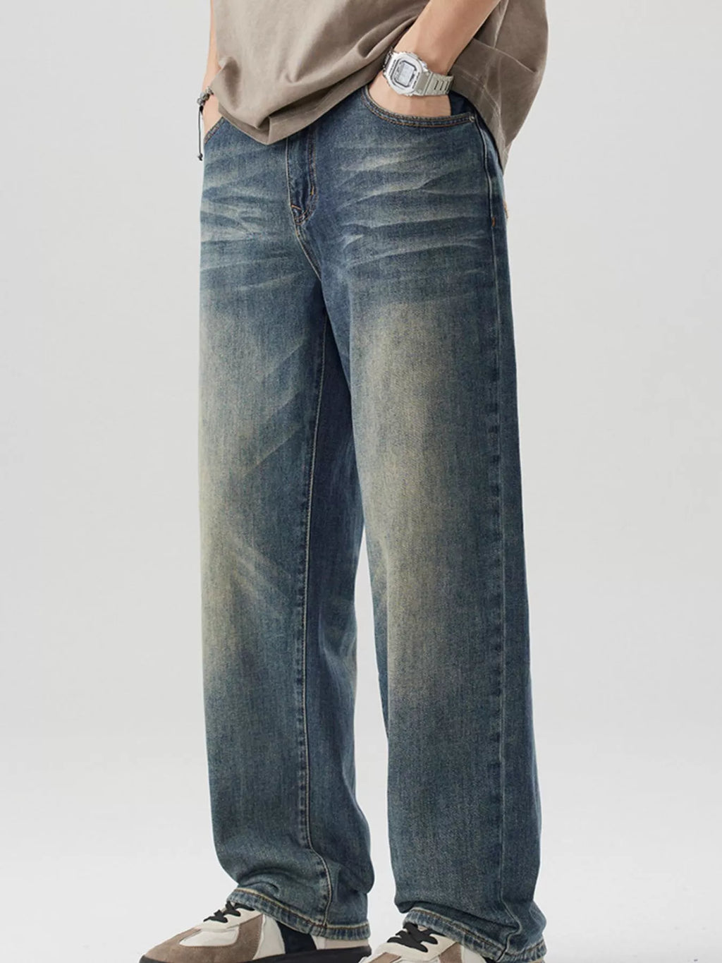 Wide Leg Jeans in Medium for Men