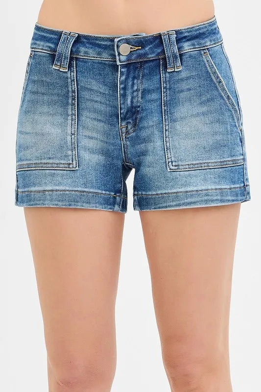 Low Rise Patched Pocket Shorts for Women