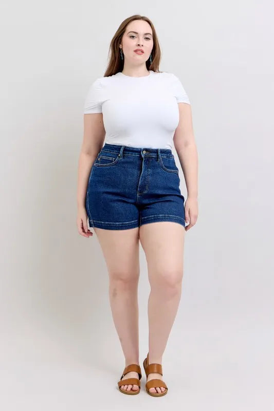 High Waist Tummy Control Denim Shorts Plus Size for Women