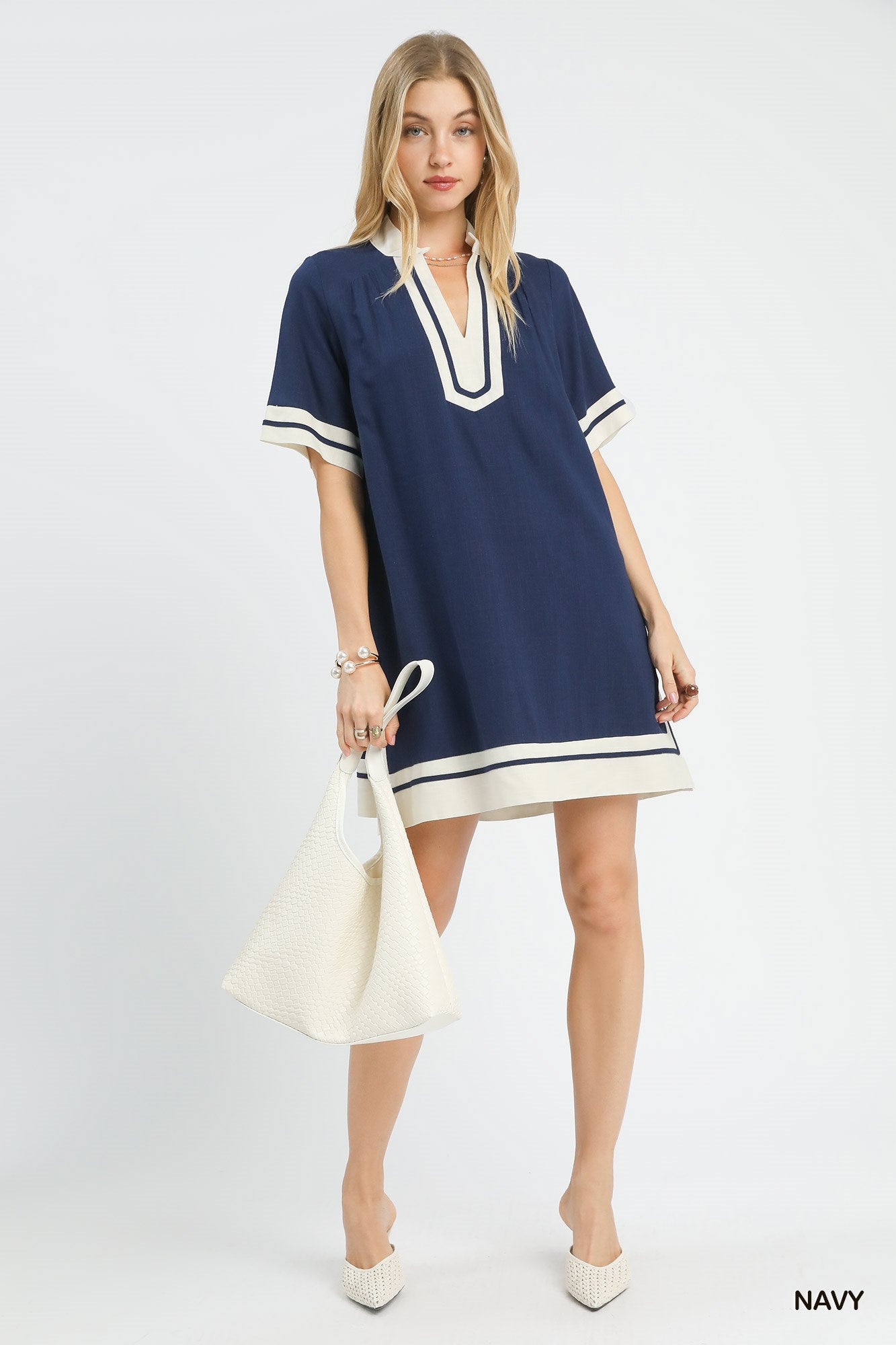 Linen Rayon Mini Dress for Women