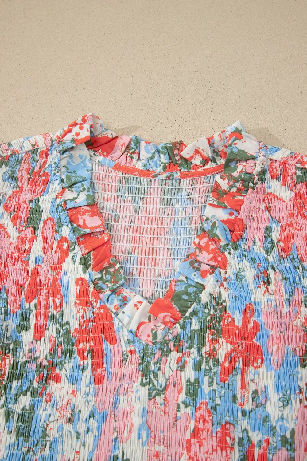 Floral Print V-Neck Contrast Trim Flutter Sleeve Long Dress for Women