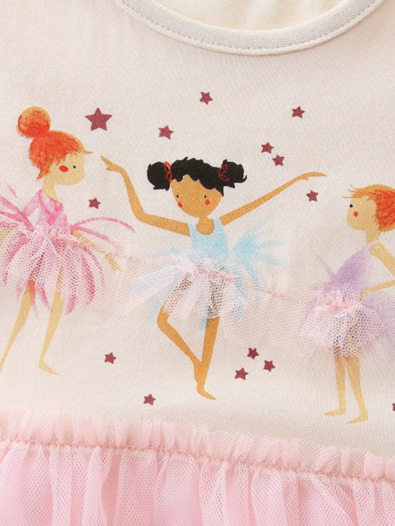 Ballerina Graphic Tulle Dress in Dusty Pink for Girls